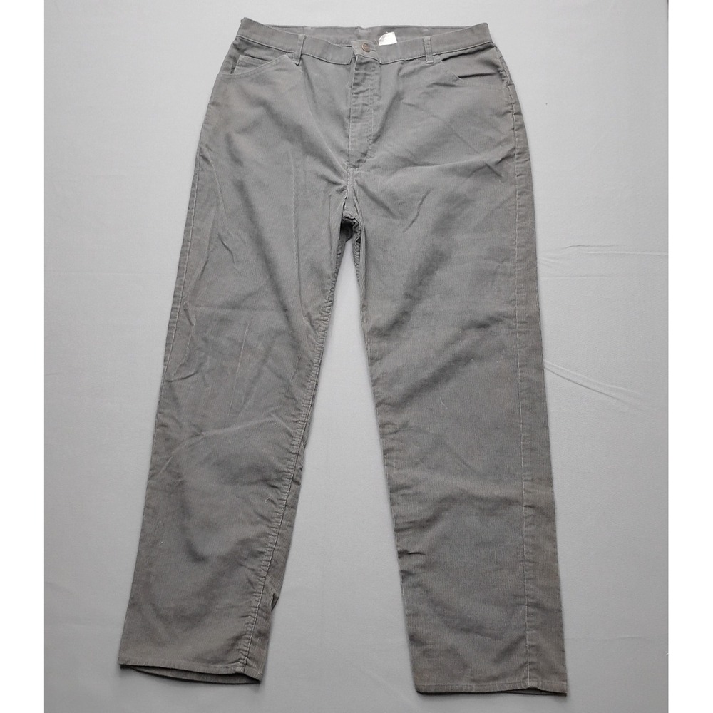 Roebucks Mens Gray Corduroy Pants Straight Leg 5-Pocket 40x32